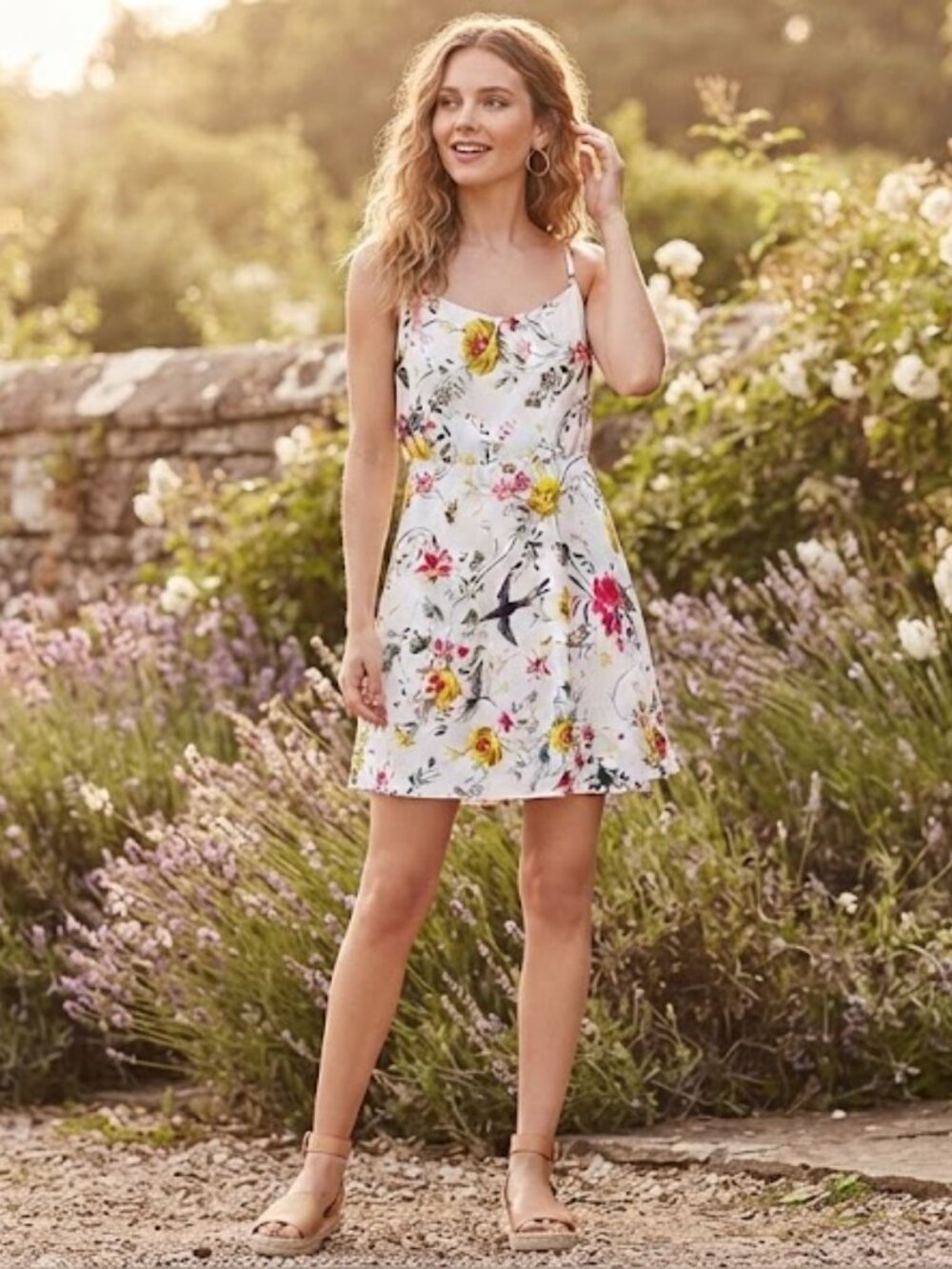 ✨️SUMMER CLEAR OUT✨️ White Floral Spaghetti-Strap Mini Dress